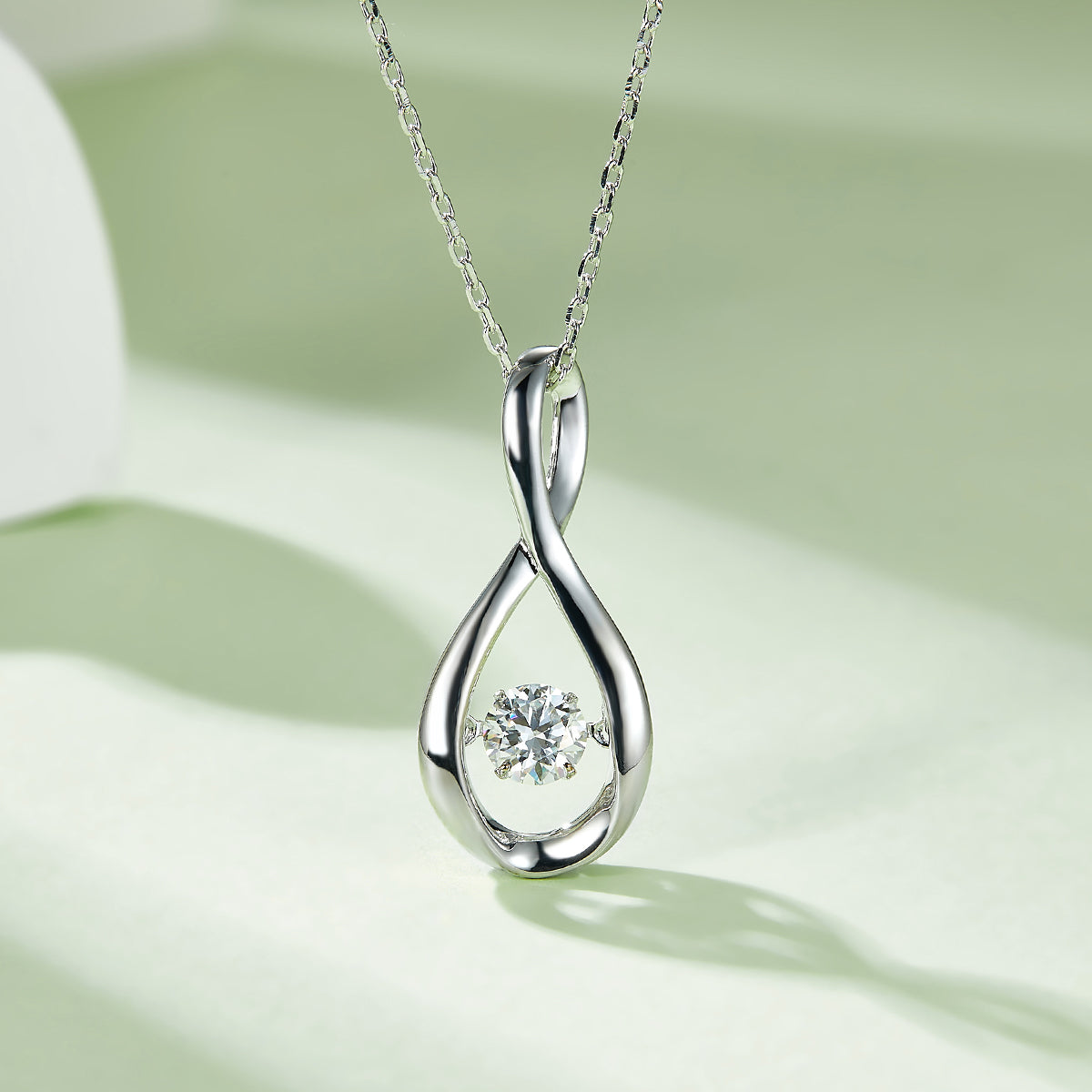 0.5 CT D Color Dancing Lingering Love Moissanite Necklace in White Gold Plated Sterling Silver#3