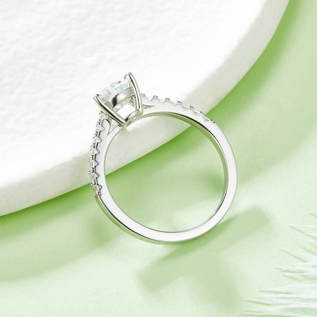 1.0 CT D Color Pear Cut Moissanite Pave Custom Ring in White Gold Plated Sterling Silver#3