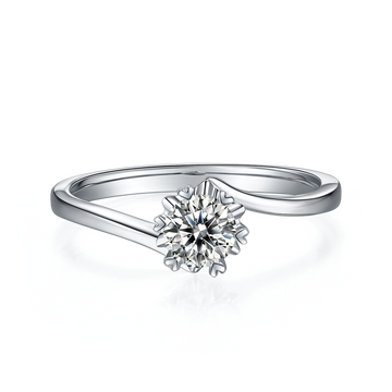 0.5 CT D Color Moissanite Classic Snowflake Twisted Shank Ring in White Gold Plated Sterling Silver#5