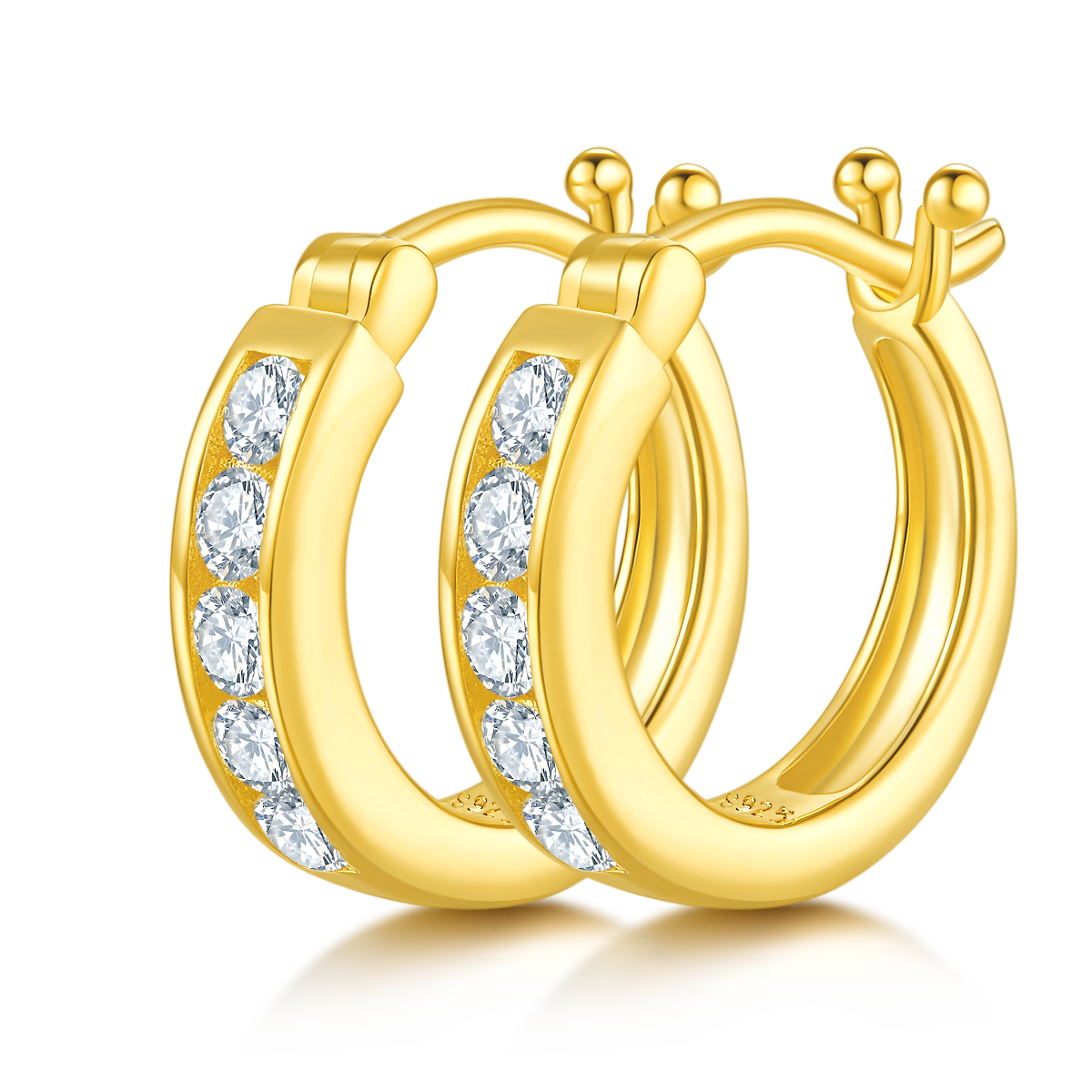 0.45 CT D Color Moissanite Melee Single Row Half Hoop Earrings in Sterling Silver#9