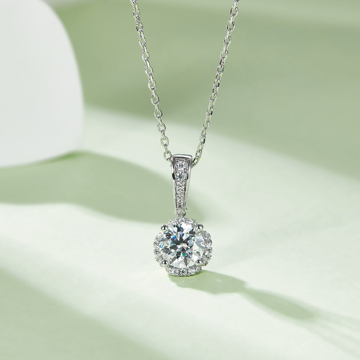 Moissanite In the Mood for Love Pendant & Stud Earrings Set in White Gold Plated Sterling Silver#5