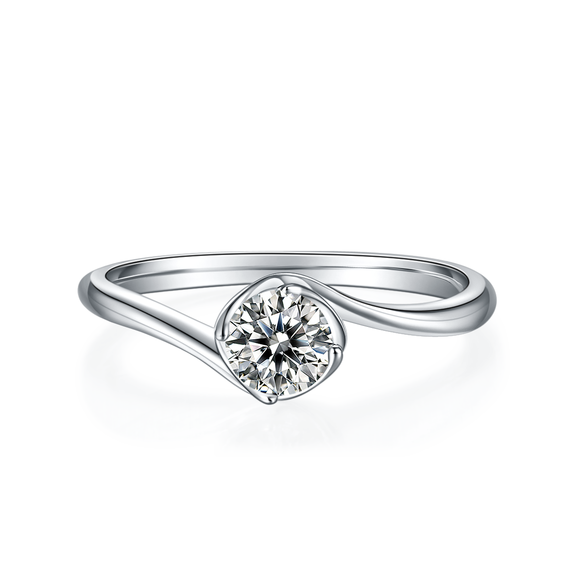 0.5 CT D Color Moissanite Flower Bud Twisted Shank Ring in White Gold Plated Sterling Silver#5