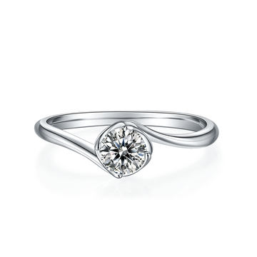 0.5 CT D Color Moissanite Flower Bud Twisted Shank Ring in White Gold Plated Sterling Silver#5
