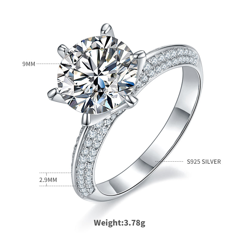 3.0 CT D Color Moissanite Majestic Ring in White Gold Plated Sterling Silver#4