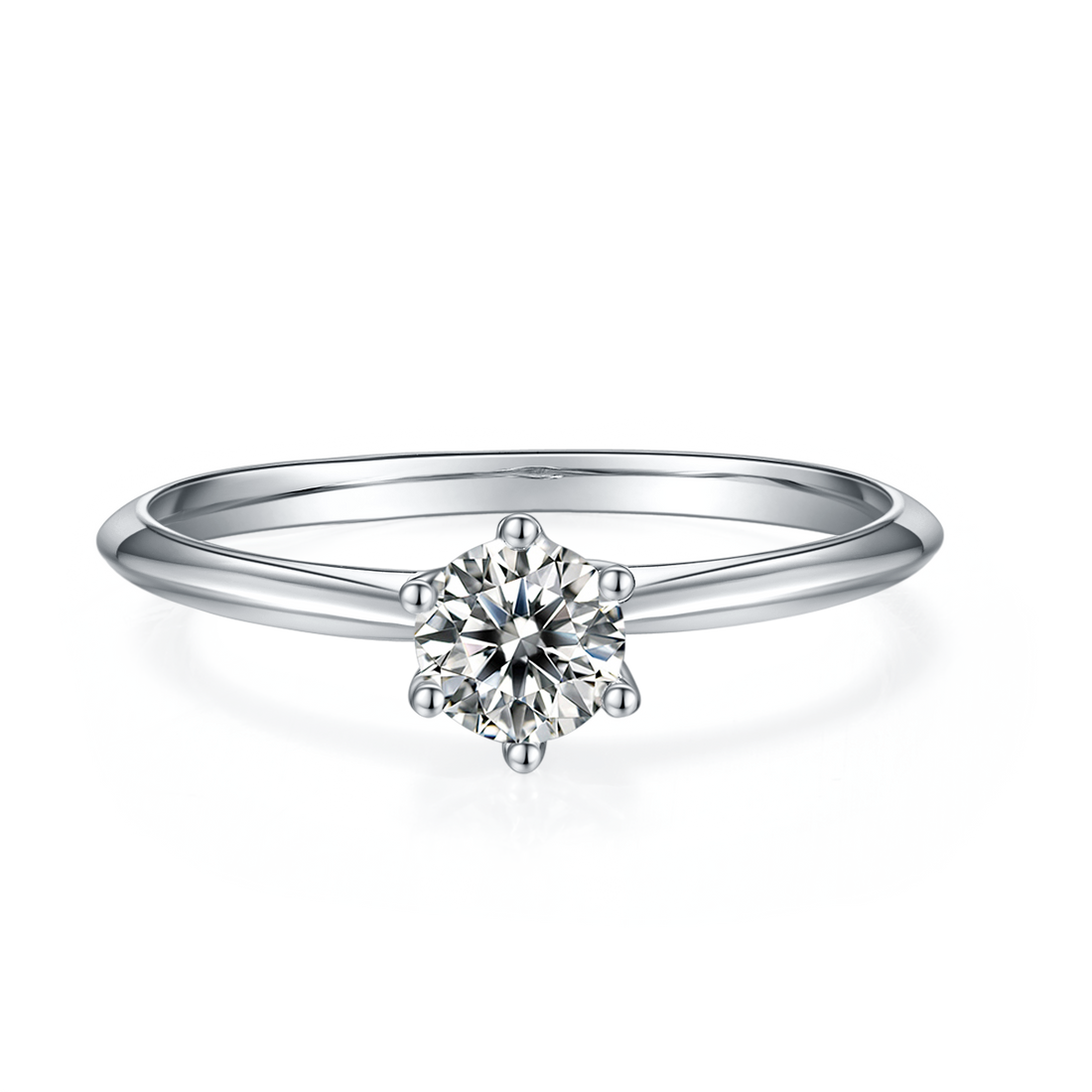 0.5 CT D Color Moissanite 6-Prong Classic Straight Shank Ring in White Gold Plated Sterling Silver#5