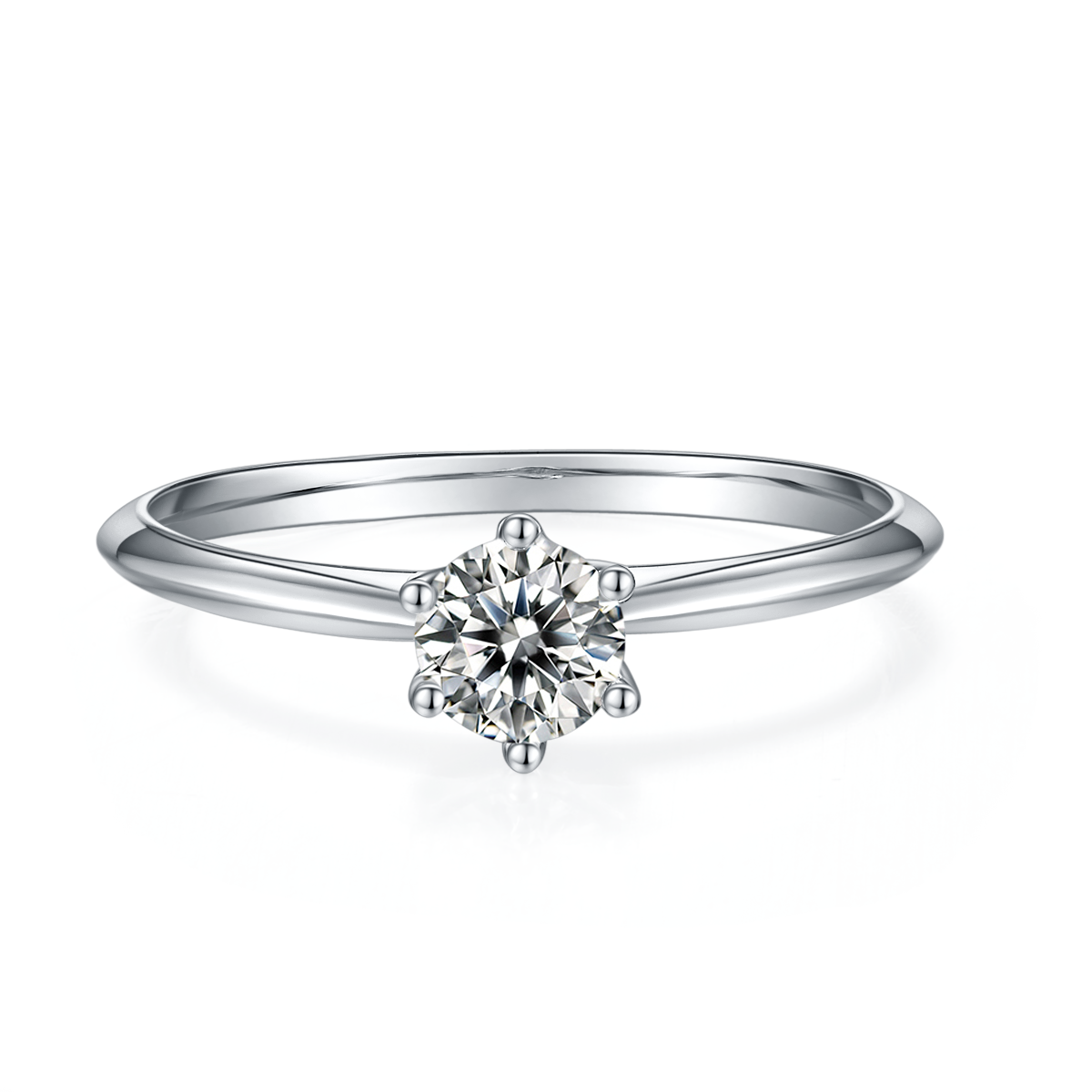 0.5 CT D Color Moissanite 6-Prong Classic Straight Shank Ring in White Gold Plated Sterling Silver#5
