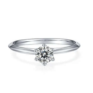 0.5 CT D Color Moissanite 6-Prong Classic Straight Shank Ring in White Gold Plated Sterling Silver#5