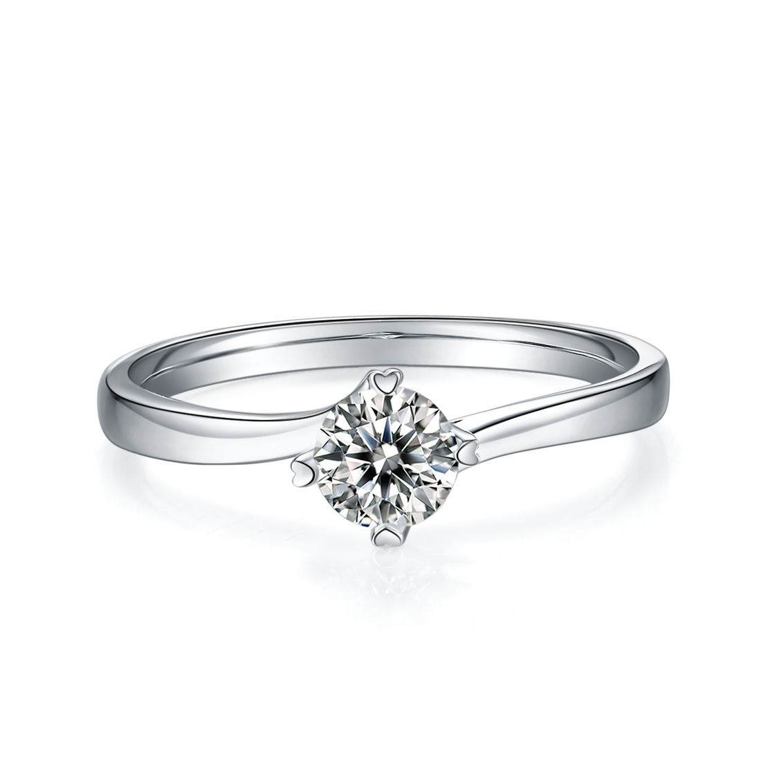 0.5 CT D Color Moissanite 4-Prong Twisted Shank Ring in White Gold Plated Sterling Silver#5