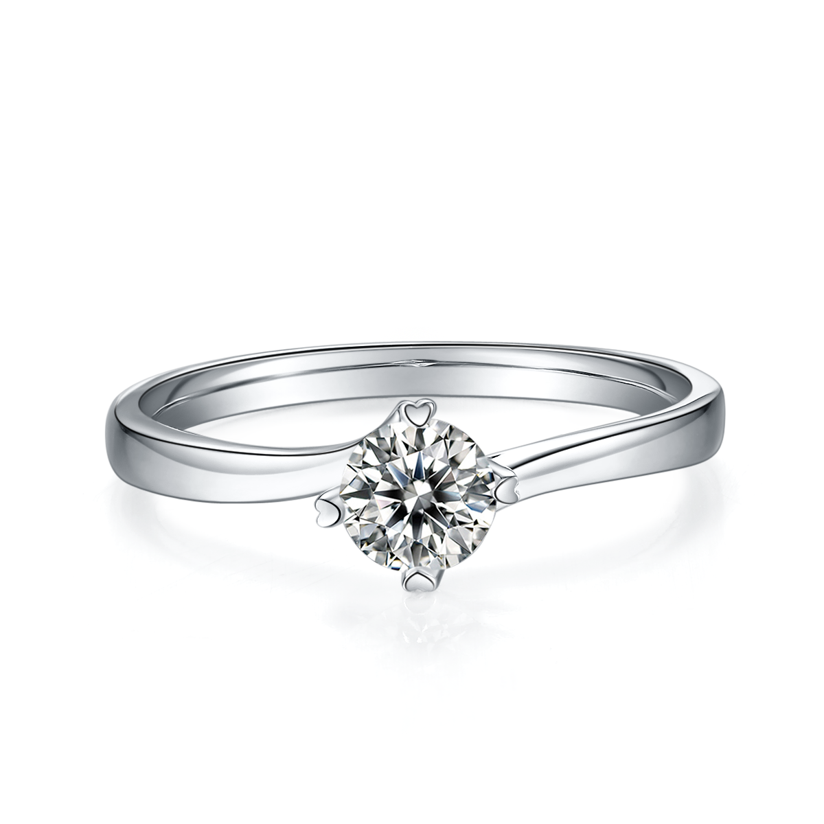0.5 CT D Color Moissanite 4-Prong Twisted Shank Ring in White Gold Plated Sterling Silver#5