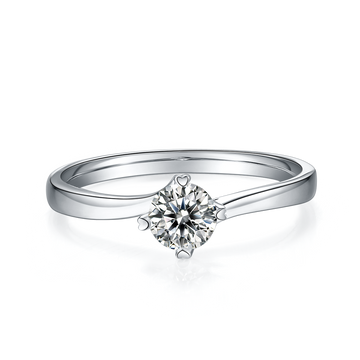 0.5 CT D Color Moissanite 4-Prong Twisted Shank Ring in White Gold Plated Sterling Silver#5