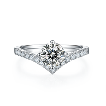 1.0 CT D Color Moissanite V-Shaped Eternity Band in White Gold Plated Sterling Silver#2