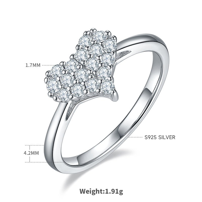 0.33 CT D Color Moissanite Melee Love at First Sight Ring in White Gold Plated Sterling Silver#1