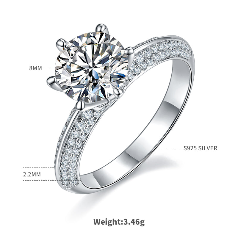 2.0 CT D Color Moissanite Majestic Ring in White Gold Plated Sterling Silver#4