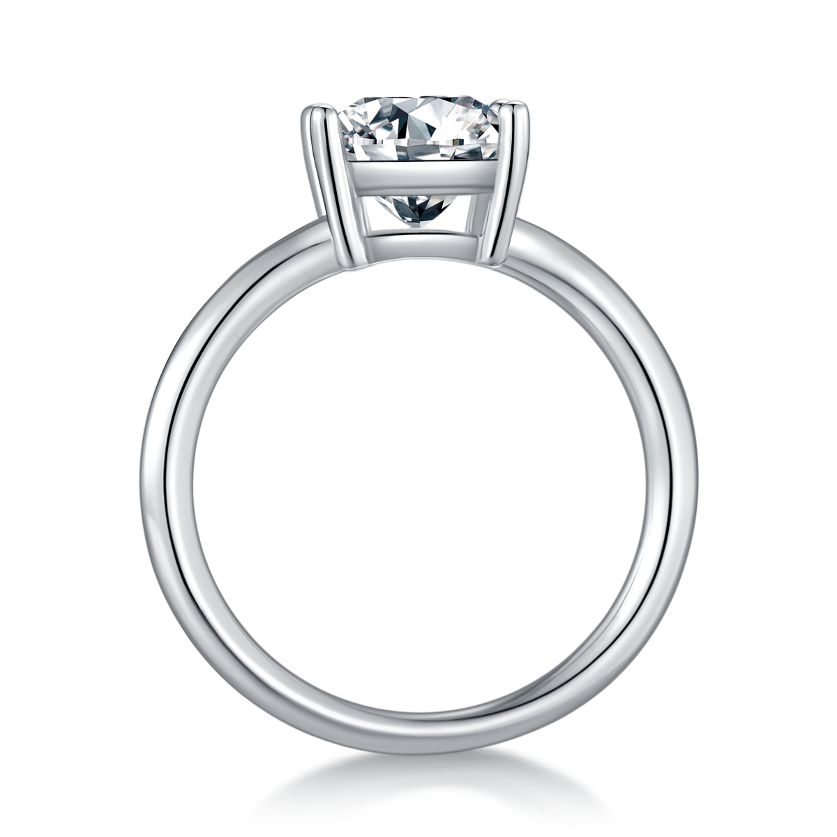 2.0 CT D Color Princess Cut Moissanite Classic Ring in White Gold Plated Sterling Silver#7