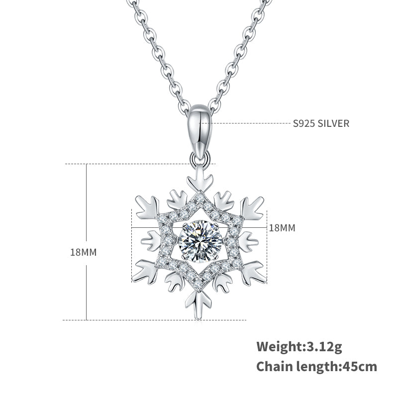 0.5 CT D Color Dancing Snow Queen Moissanite Necklace in White Gold Plated Sterling Silver#1