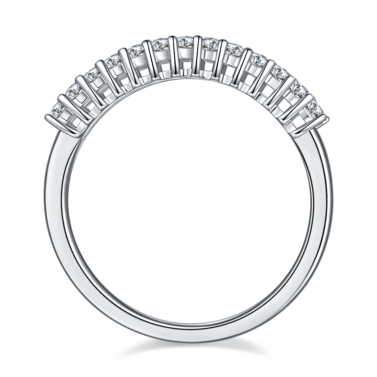 1.0 CT D Color Emerald Cut Moissanite Custom Eternity Band in White Gold Plated Sterling Silver#3