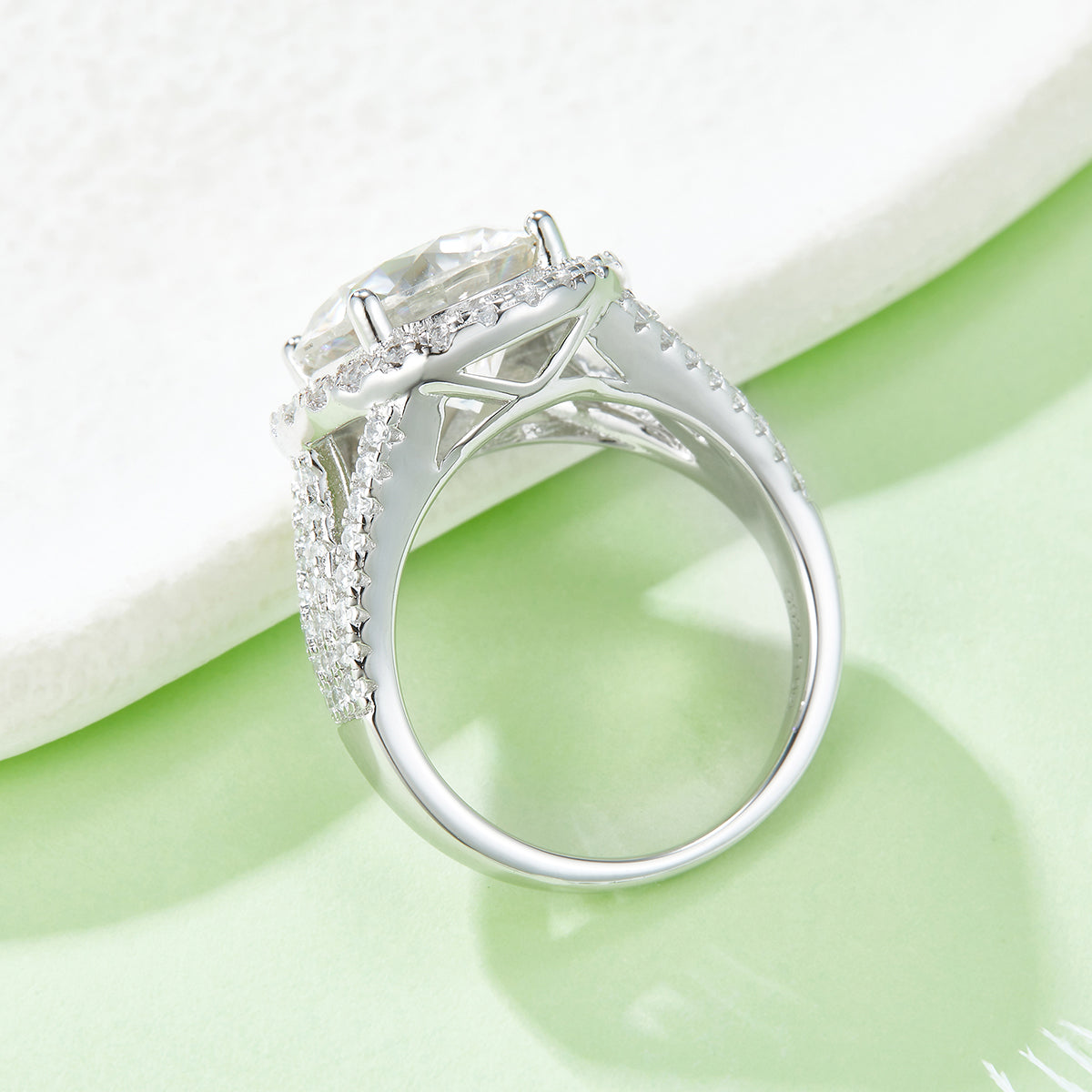 5.0 CT D Color Bezel Set Moissanite Classic Ring in White Gold Plated Sterling Silver#6