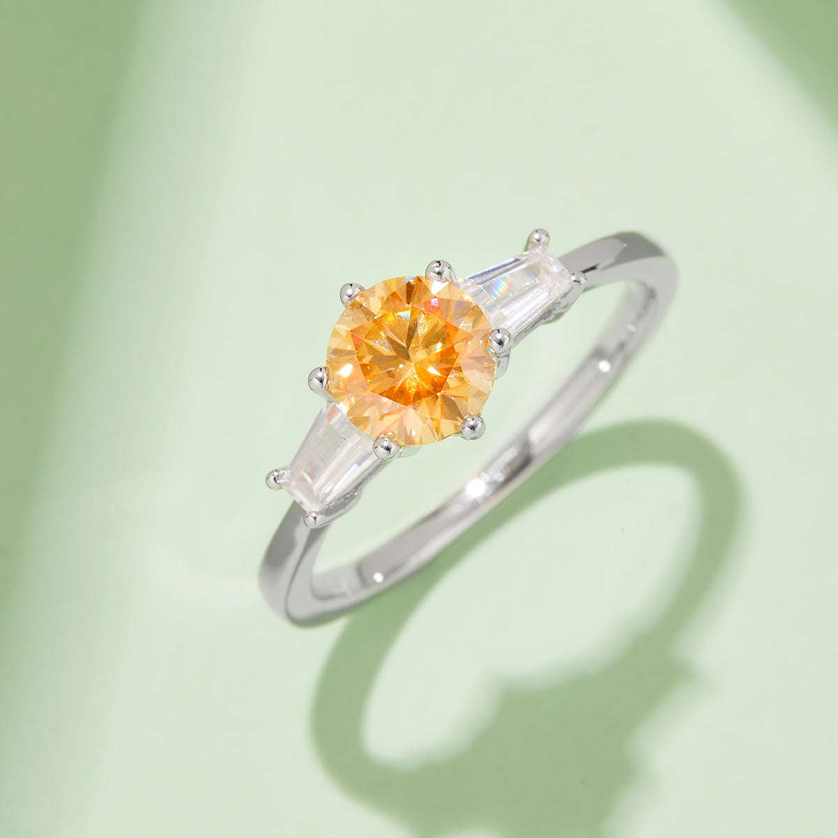 1.0 CT D Color Moissanite Classic Luxury Ring in White Gold Plated Sterling Silver#9