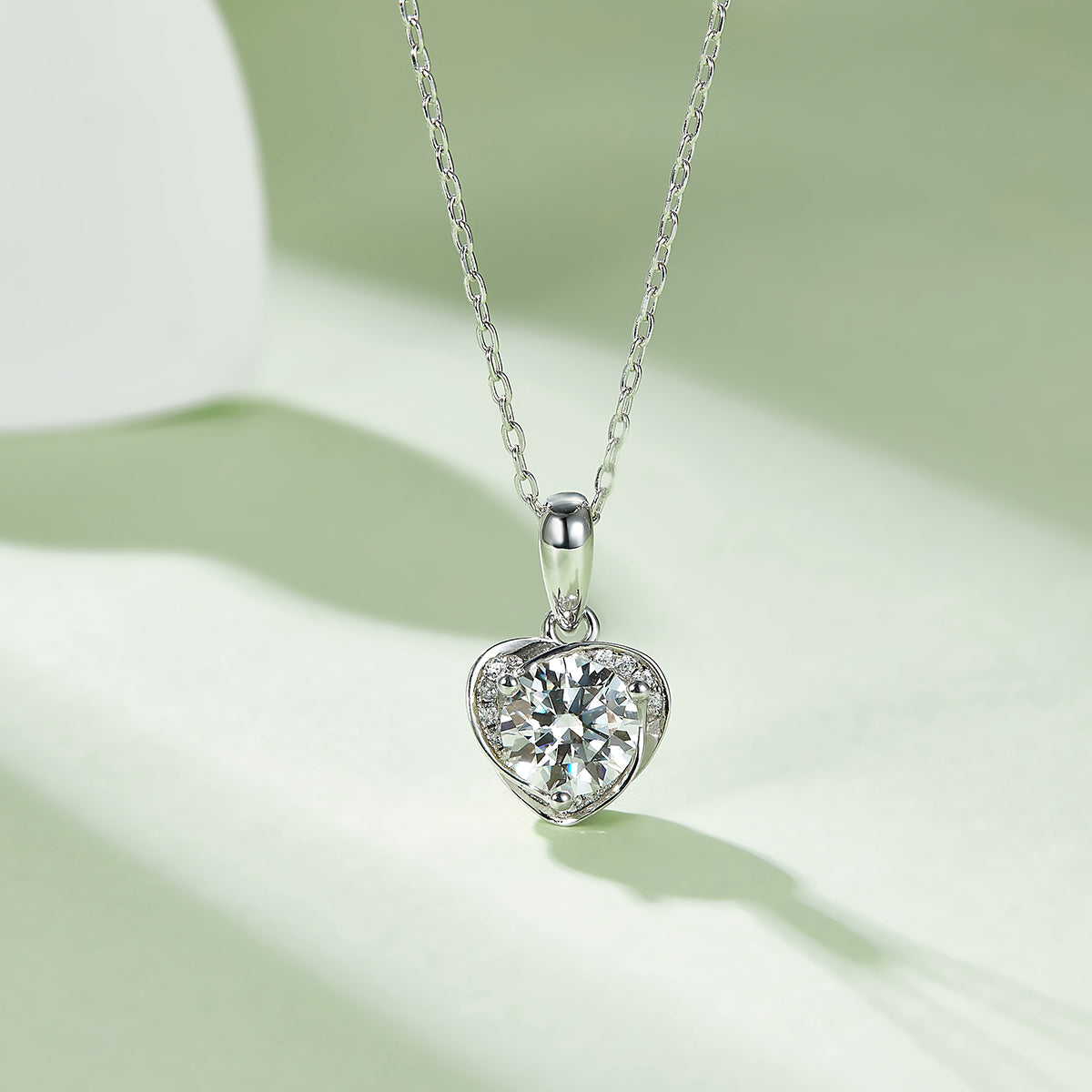 Moissanite Blooming Heart Pendant & Stud Earrings Set in White Gold Plated Sterling Silver#5