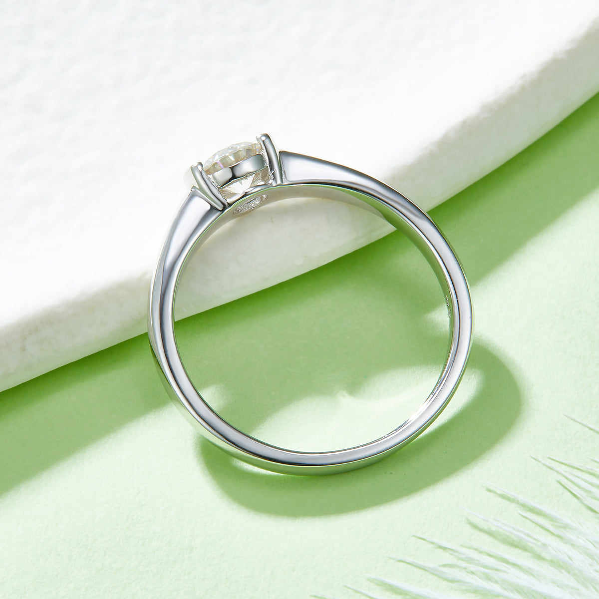 0.5 CT D Color Round Cut Moissanite Minimalist Ring in White Gold Plated Sterling Silver#6