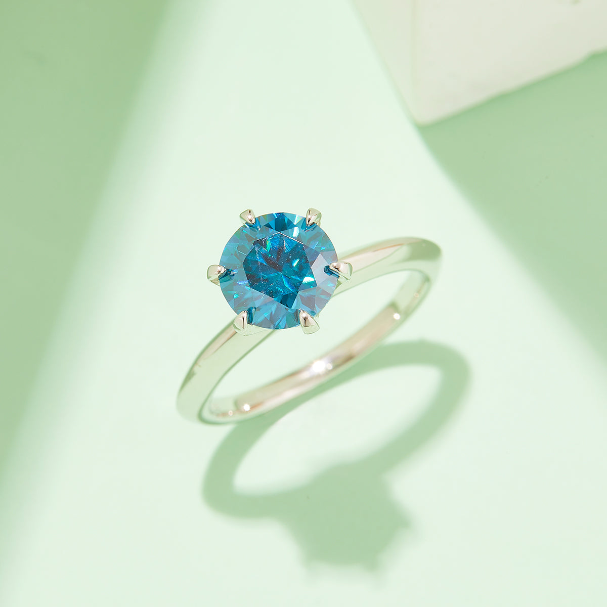 2.0 CT D Color Moissanite 6-Prong Classic Plain Shank Ring in White Gold Plated Sterling Silver#10