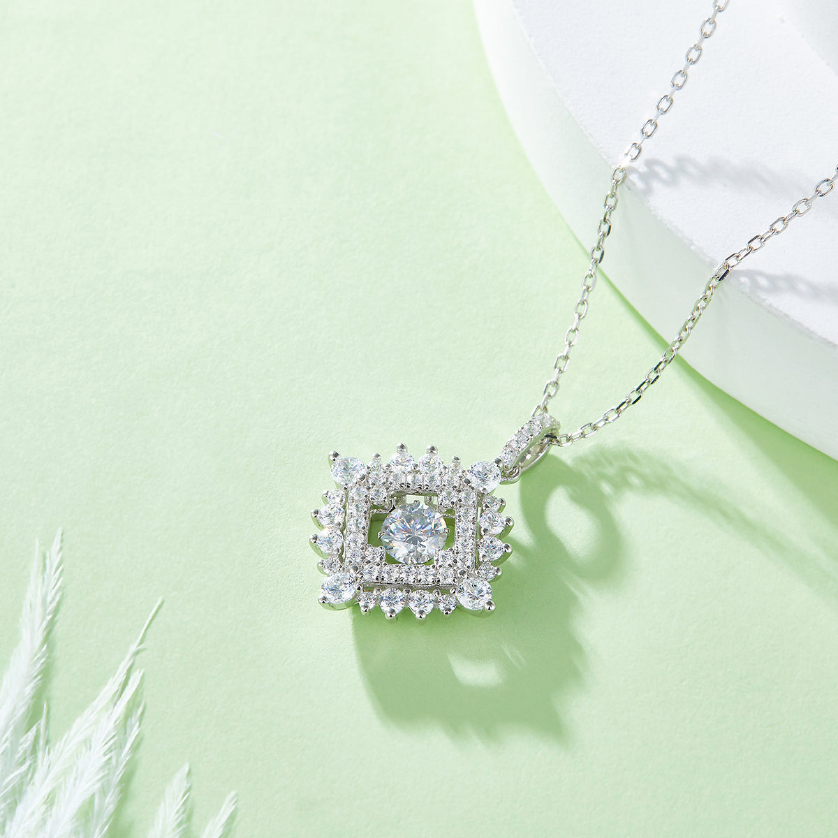 0.5 CT D Color Dancing Moissanite Sparkle Necklace in White Gold Plated Sterling Silver#5