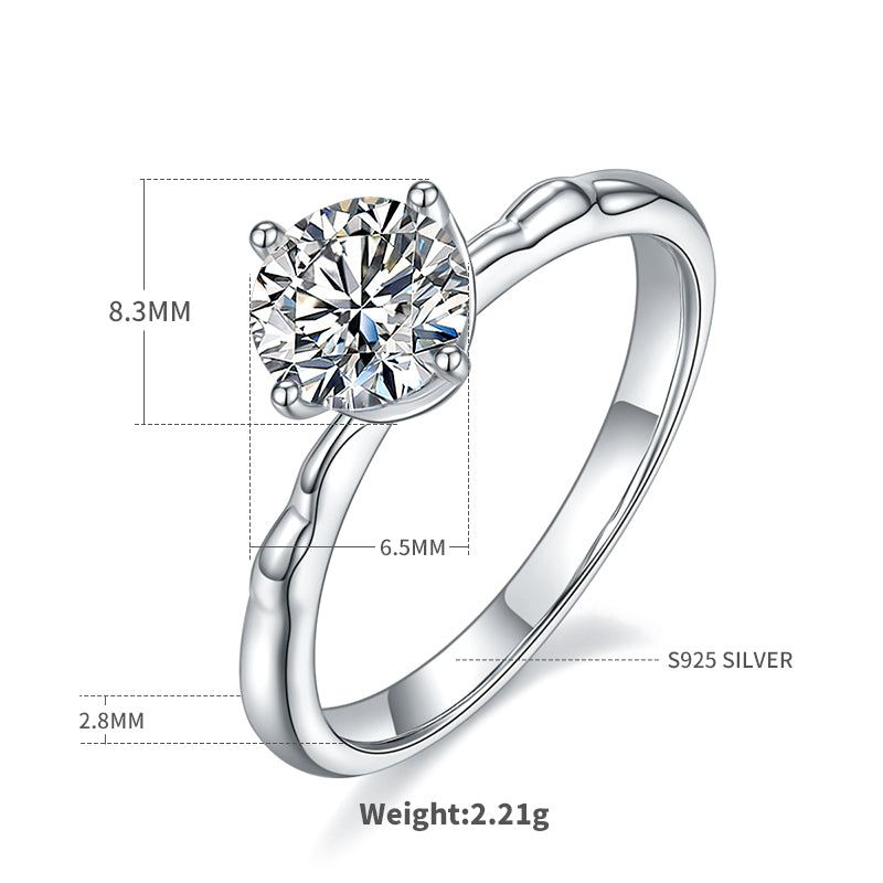 1.0 CT D Color Moissanite Windmill Straight Shank Ring in White Gold Plated Sterling Silver#4