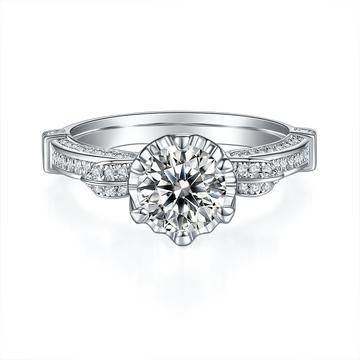 1.0 CT D Color Moissanite Swan Lake Custom Ring in White Gold Plated Sterling Silver#5