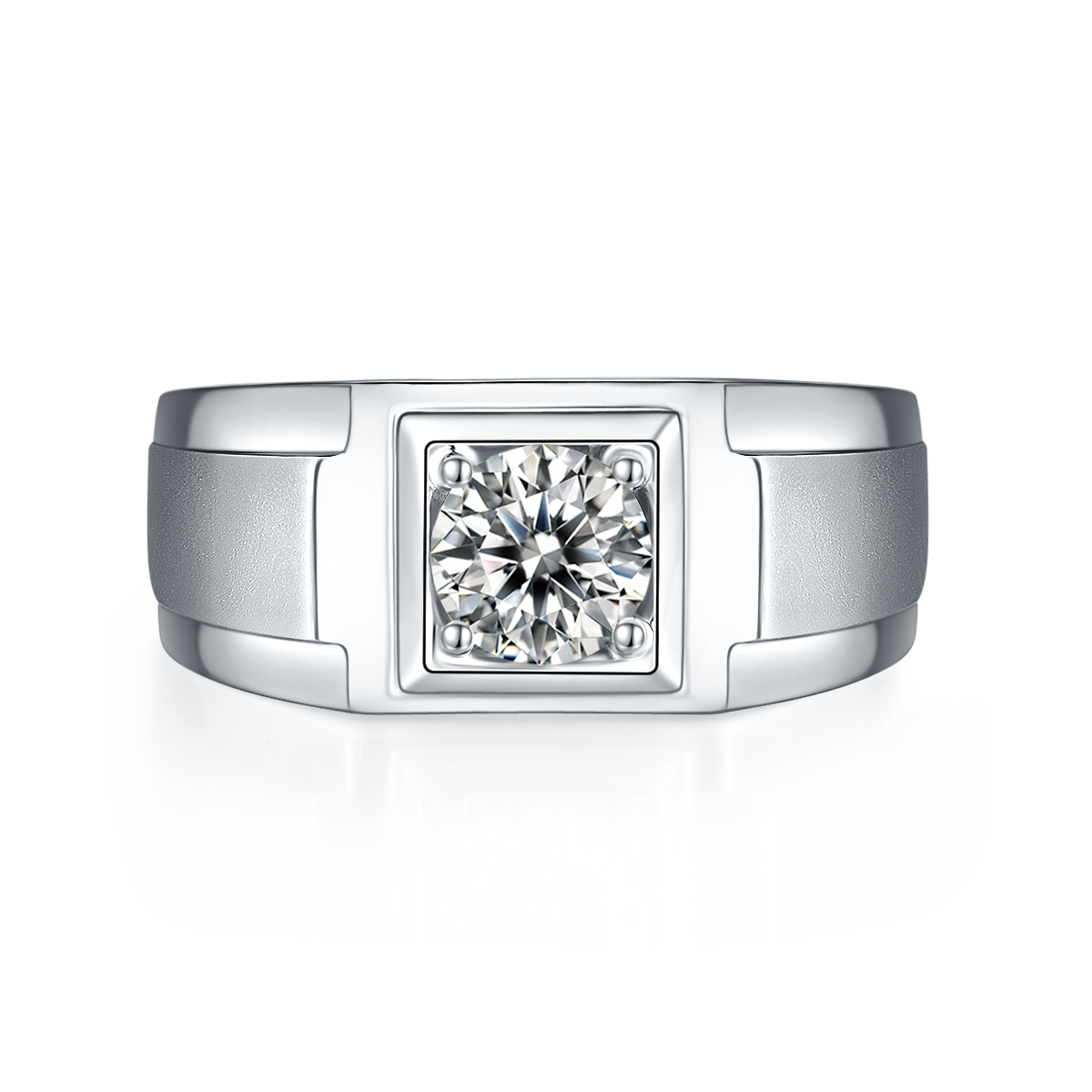 1.0 CT D Color Moissanite Streetwear Men's Band in White Gold Plated Sterling Silver#7