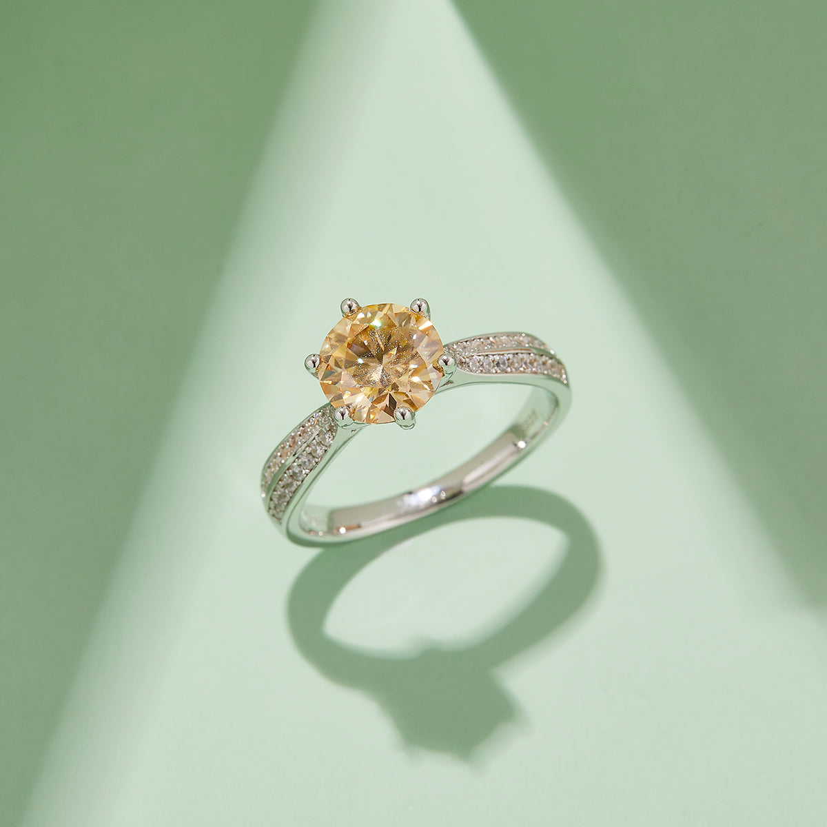 1.5 CT D Color Moissanite Star Queen Custom Ring in White Gold Plated Sterling Silver#9