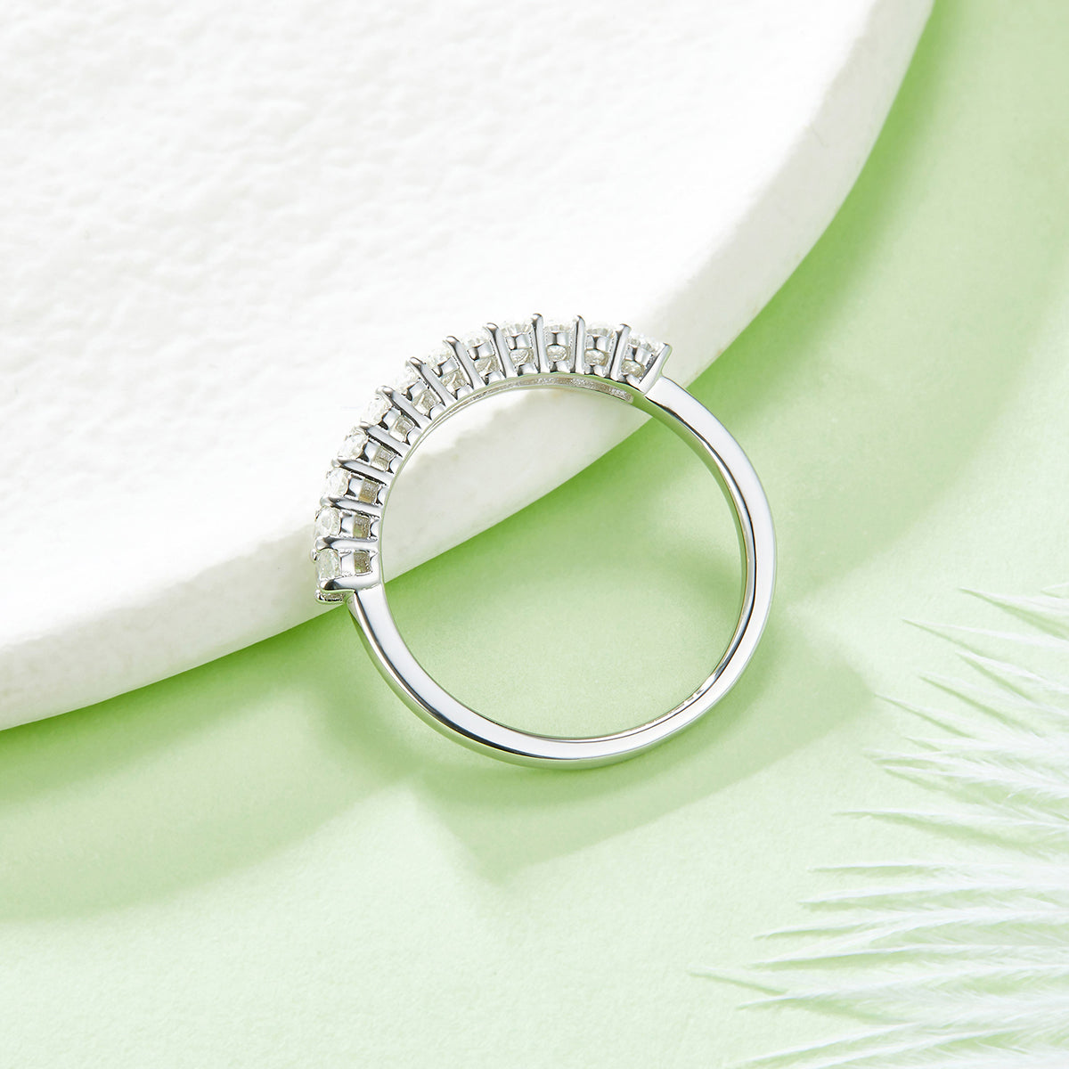 1.0 CT D Color Oval Cut Moissanite Custom Eternity Band in White Gold Plated Sterling Silver#5