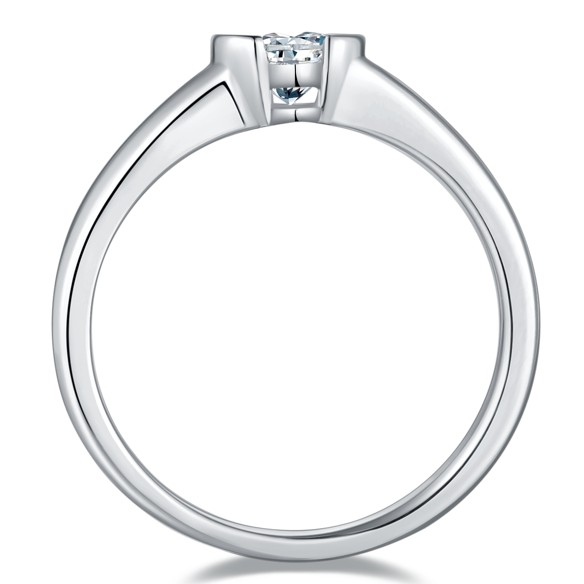 0.5 CT D Color Heart Cut Moissanite Minimalist Ring in White Gold Plated Sterling Silver#3