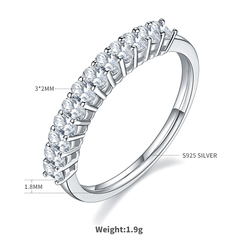 1.0 CT D Color Oval Cut Moissanite Custom Eternity Band in White Gold Plated Sterling Silver#1