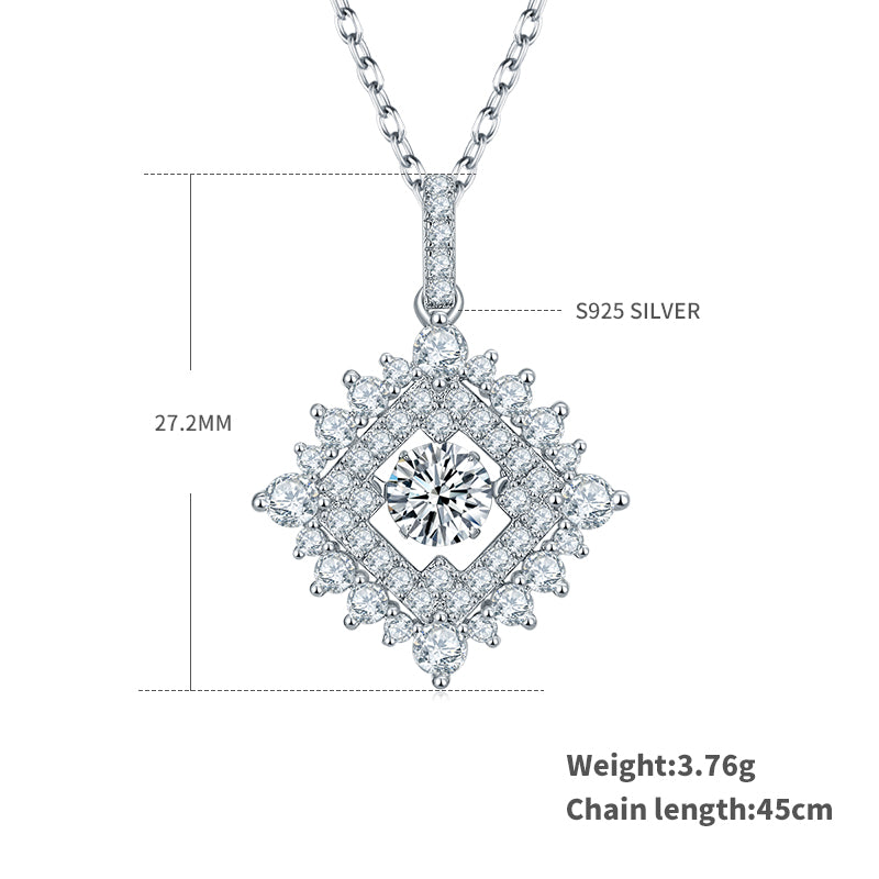 0.5 CT D Color Dancing Moissanite Sparkle Necklace in White Gold Plated Sterling Silver#1