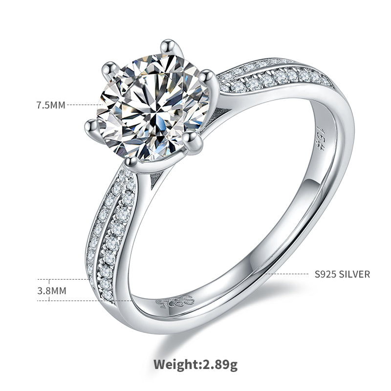 1.5 CT D Color Moissanite Star Queen Custom Ring in White Gold Plated Sterling Silver#4