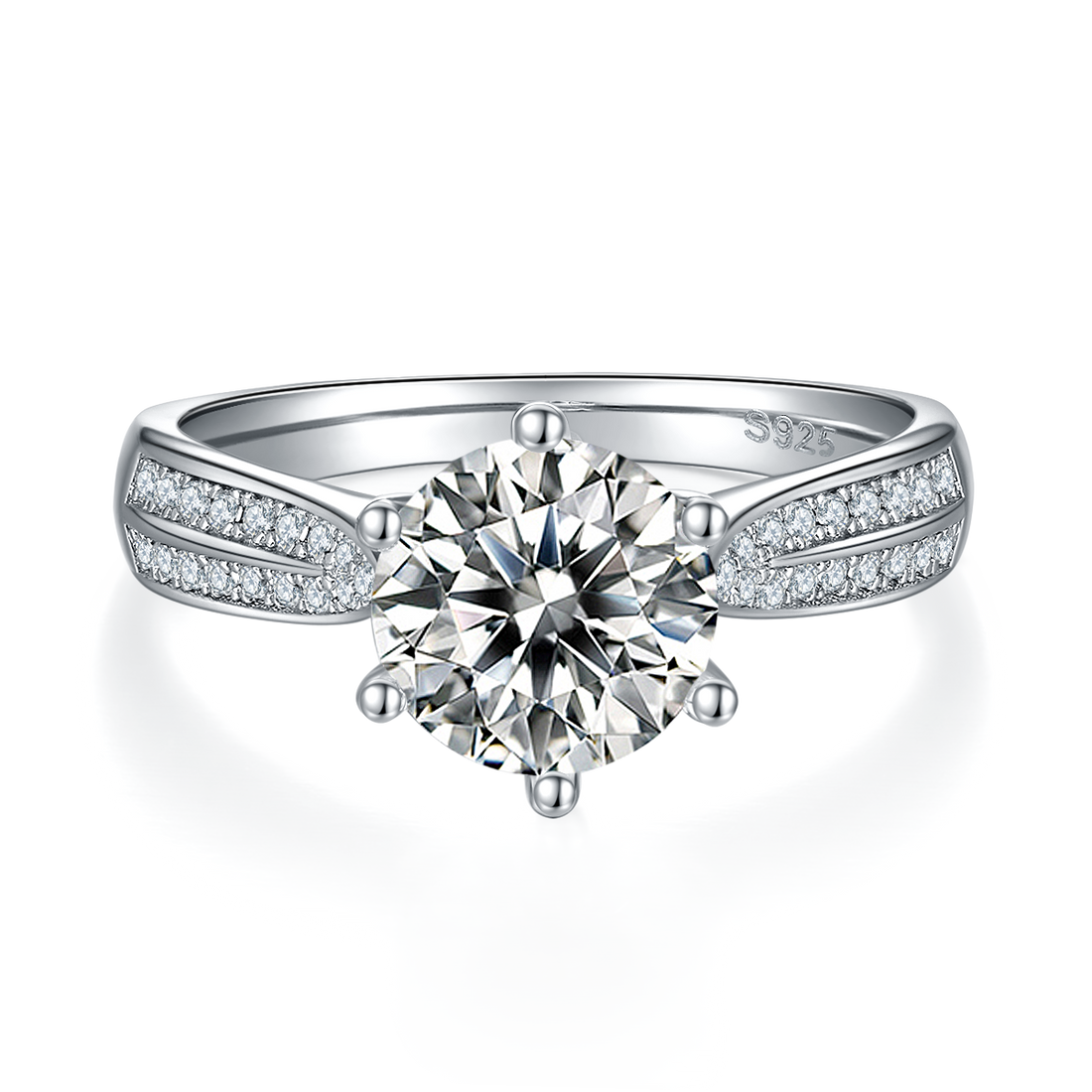 2.0 CT D Color Moissanite Star Queen Custom Ring in White Gold Plated Sterling Silver#5