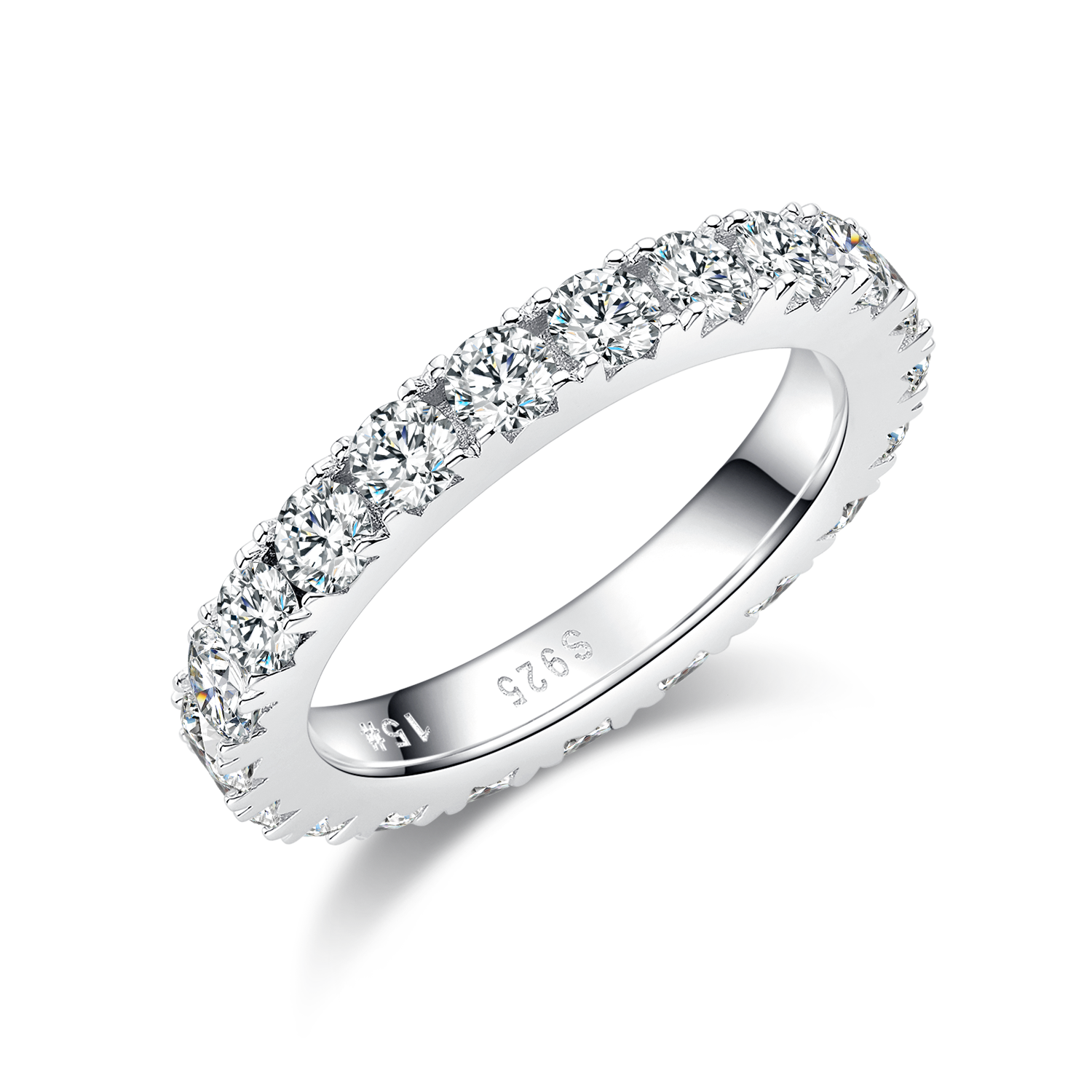 Moissanite Melee Micro-Pave Full Eternity Ring Guard (3.0mm) in White Gold Plated Sterling Silver#2