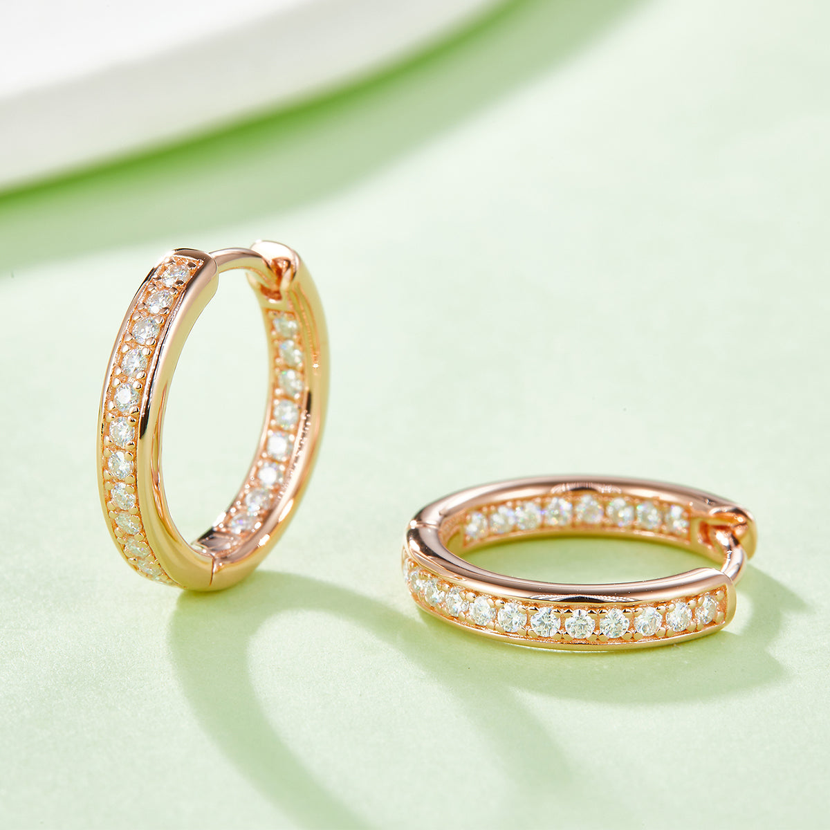 0.32 CT D Color Moissanite Melee Single Row Half Hoop Earrings in Sterling Silver#7