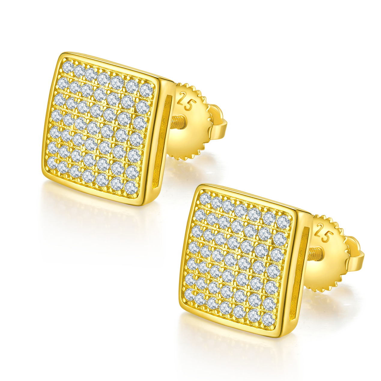 0.59 CT D Color Moissanite Melee Curved Princess Cut Screw Back Studs in Sterling Silver#2