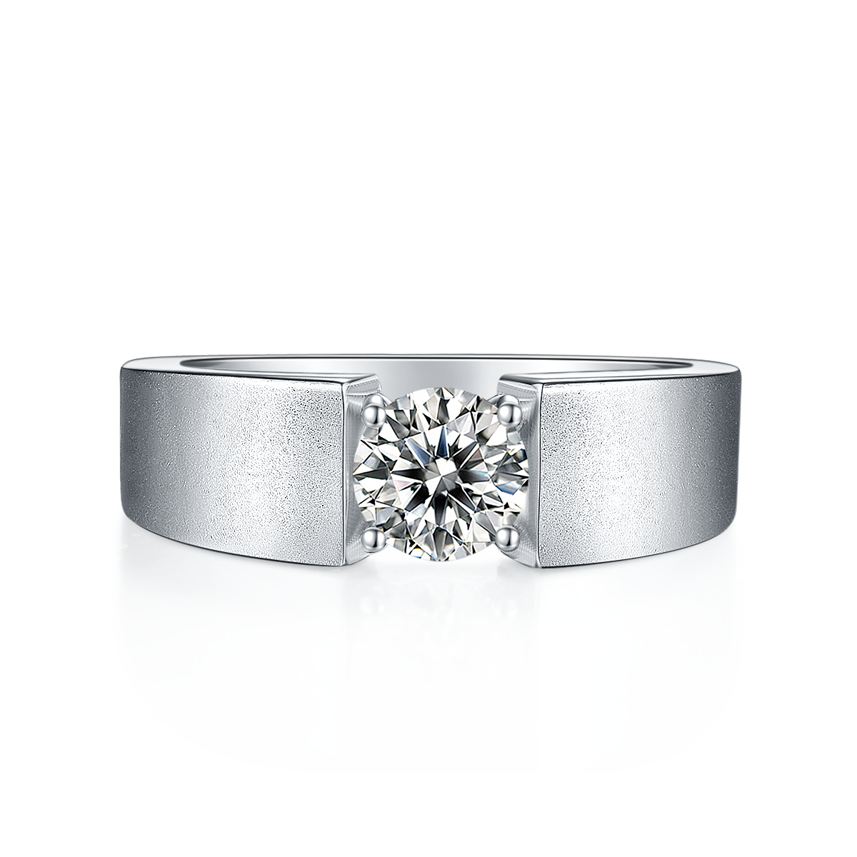 1.0 CT D Color Moissanite Edgy Men's Band in White Gold Plated Sterling Silver#7