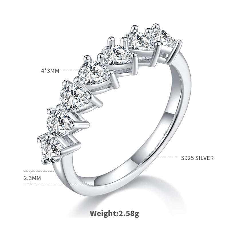 2.1 CT D Color Pear Cut Moissanite Eternity Band in White Gold Plated Sterling Silver#1