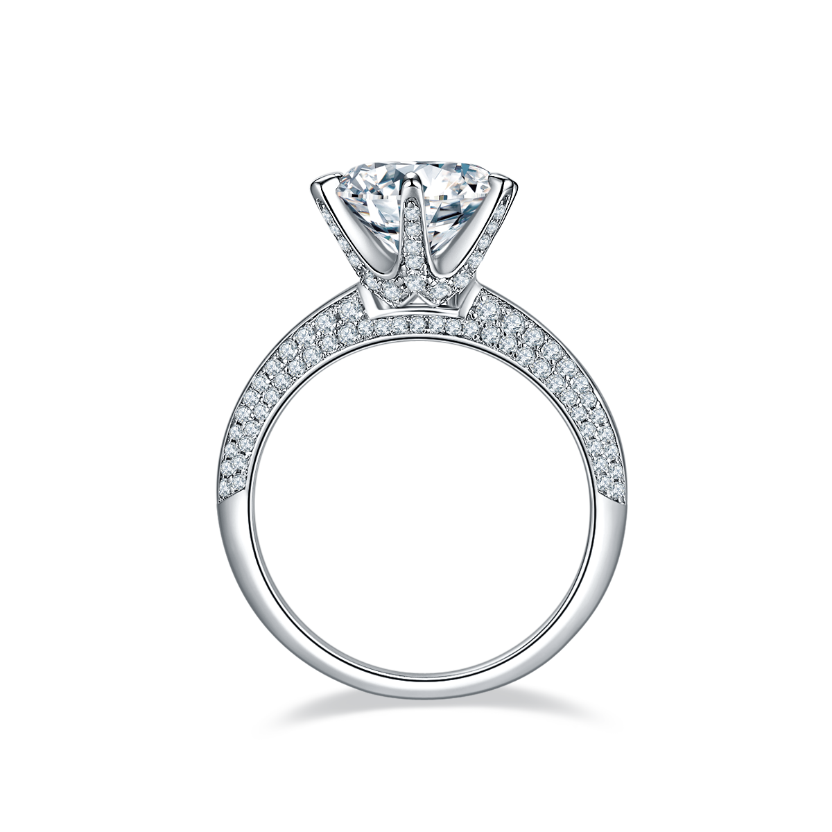 3.0 CT D Color Moissanite Majestic Ring in White Gold Plated Sterling Silver#6