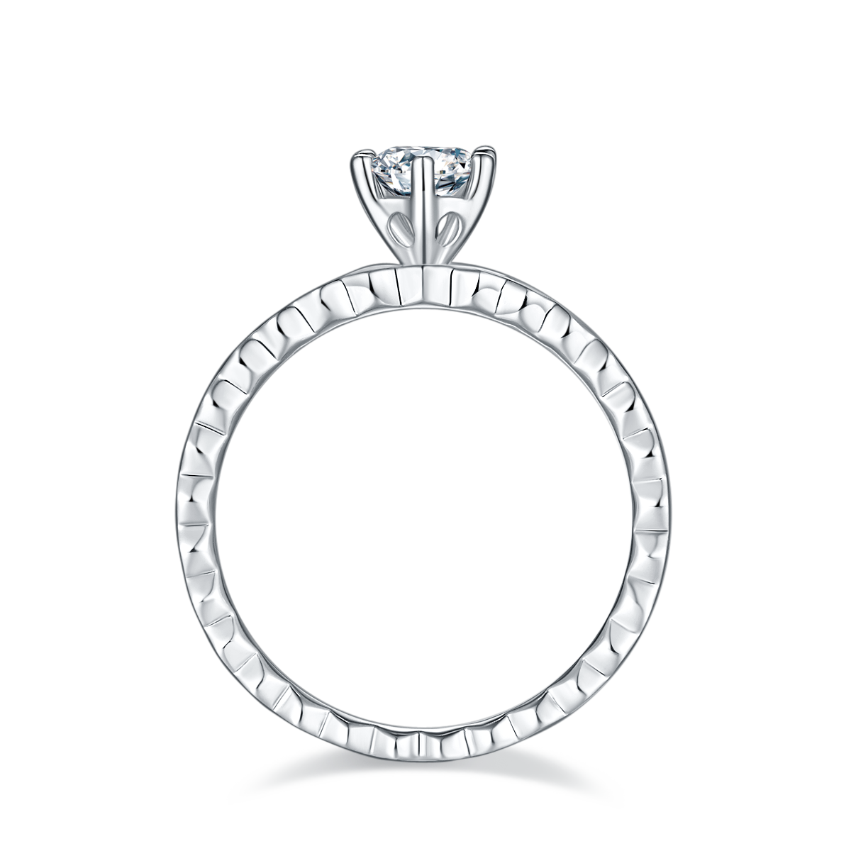 0.5 CT D Color Moissanite Honeycomb Straight Shank Ring in White Gold Plated Sterling Silver#6