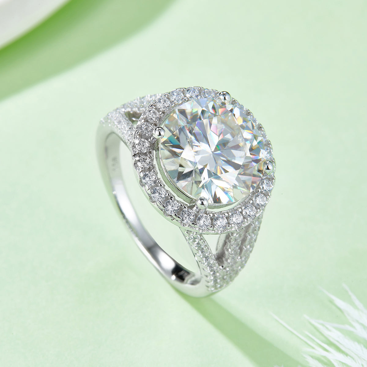 5.0 CT D Color Bezel Set Moissanite Classic Ring in White Gold Plated Sterling Silver#5