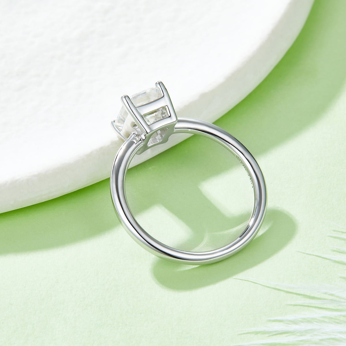 2.0 CT D Color Emerald Cut Moissanite Classic Ring in White Gold Plated Sterling Silver#3