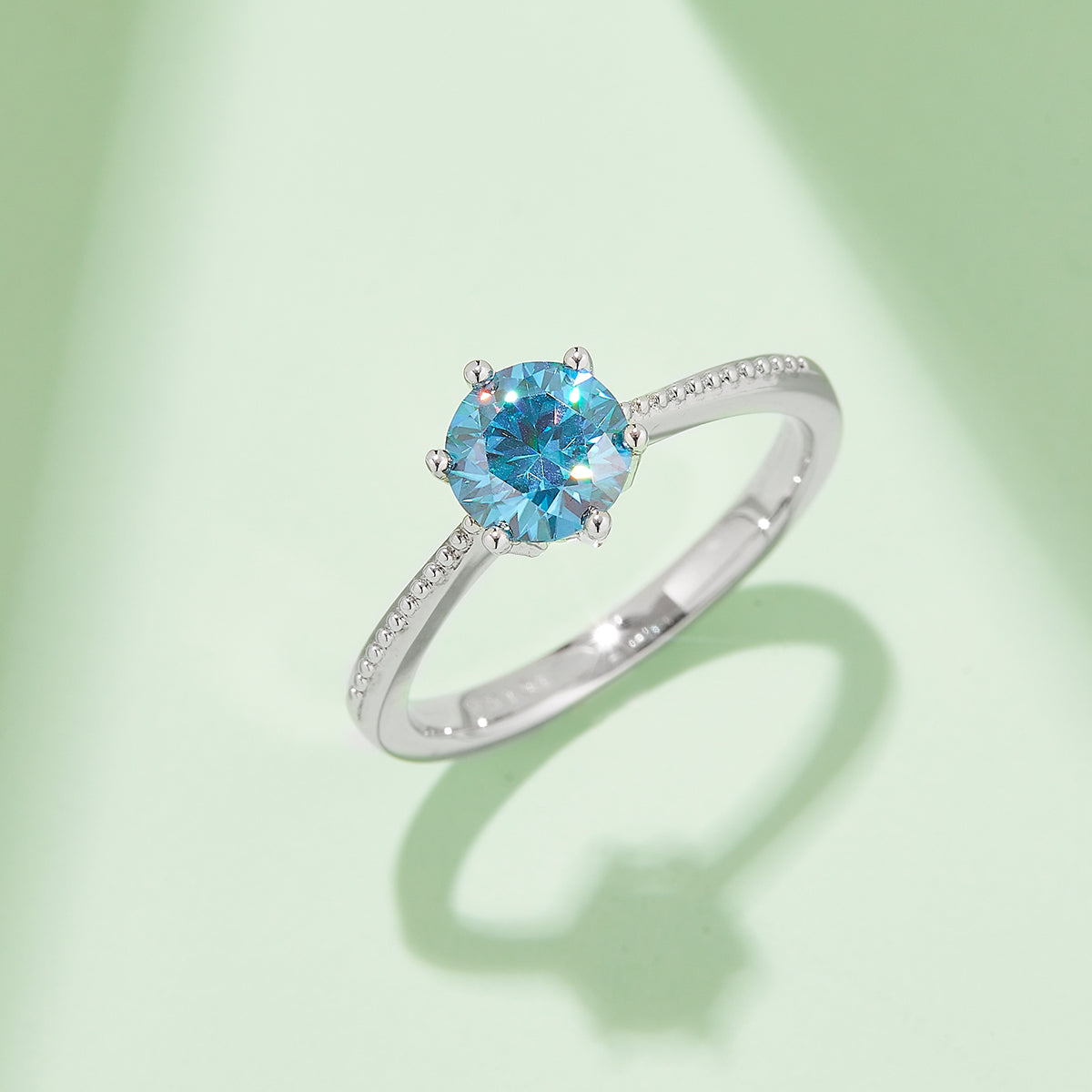 1.0 CT D Color Moissanite Milgrain Promise Straight Shank Ring in White Gold Plated Sterling Silver#10