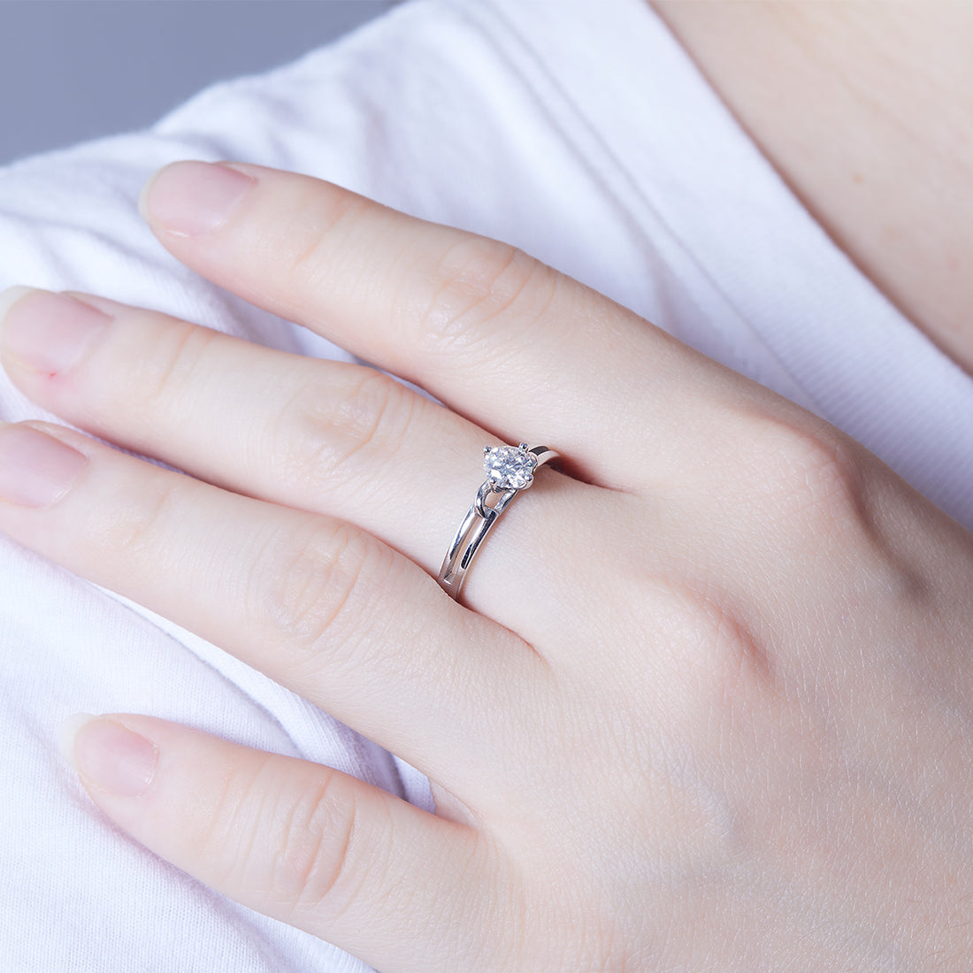 0.5 CT D Color Moissanite Bowknot Twisted Shank Ring in White Gold Plated Sterling Silver#5
