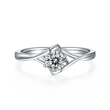0.5 CT D Color Moissanite Angel Kiss Twisted Shank Ring in White Gold Plated Sterling Silver#5