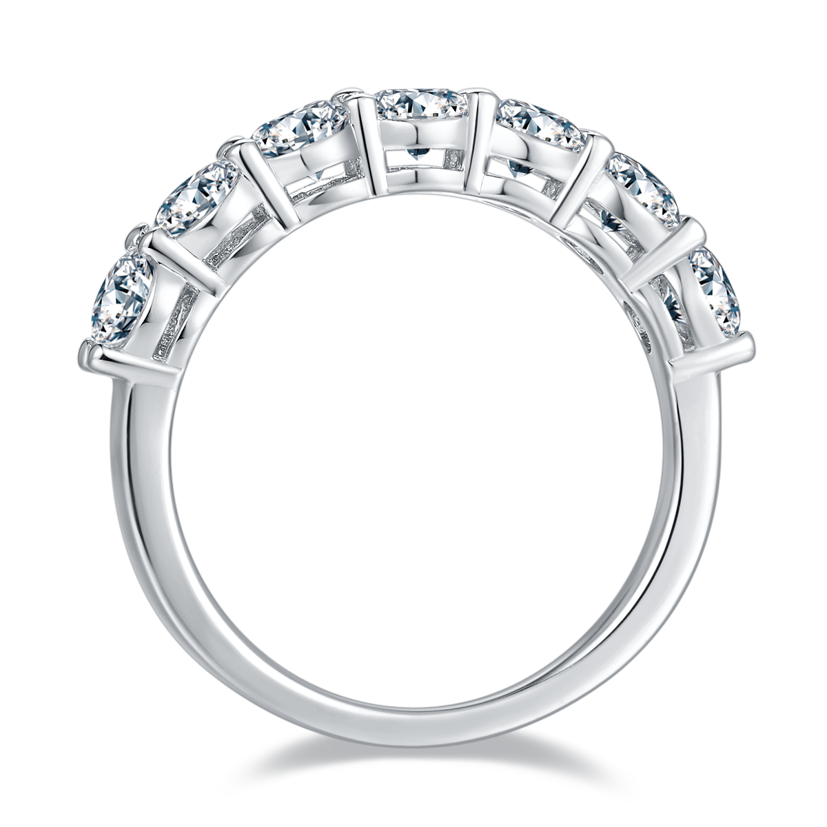 2.1 CT D Color Round Cut Moissanite Eternity Band in White Gold Plated Sterling Silver#2