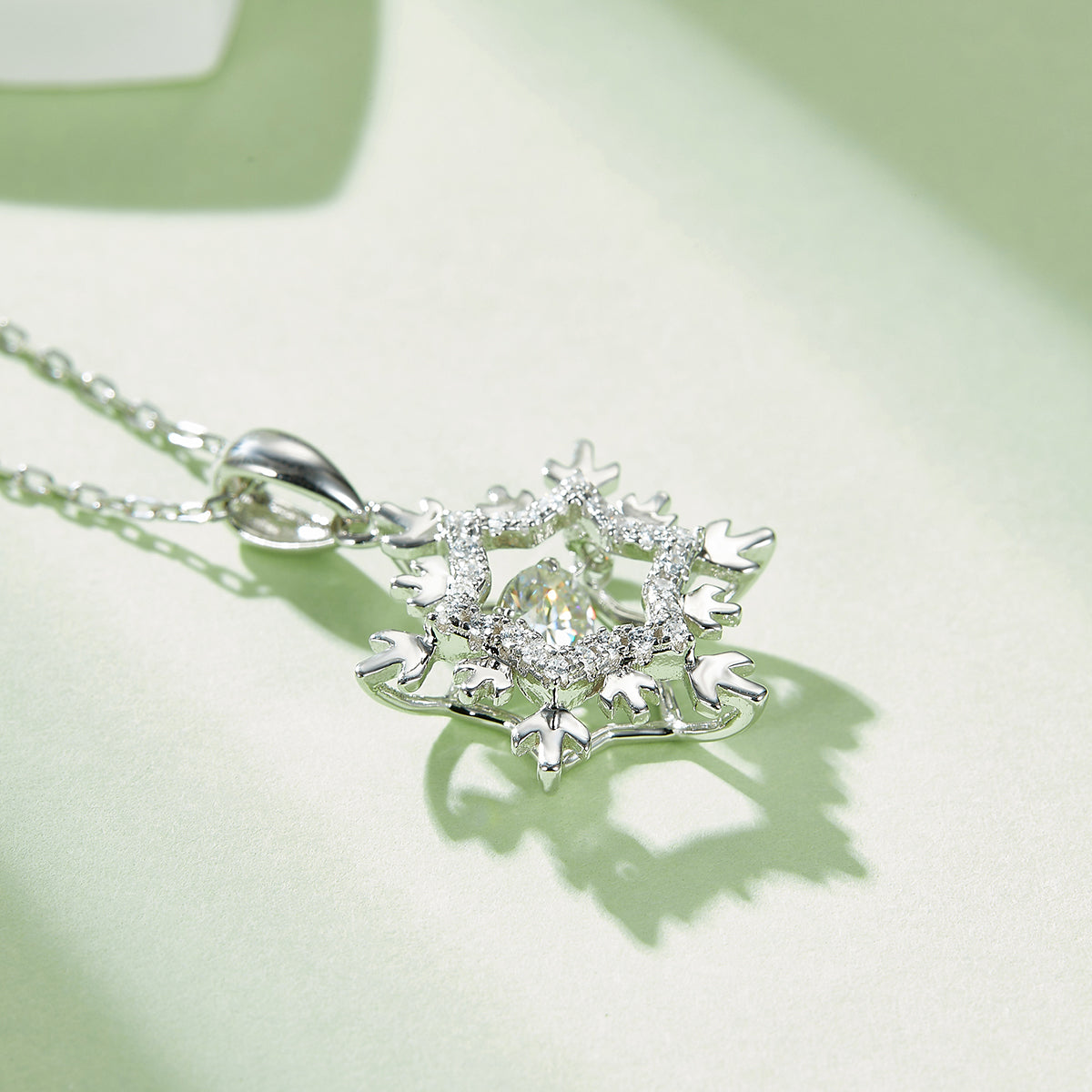 0.5 CT D Color Dancing Snow Queen Moissanite Necklace in White Gold Plated Sterling Silver#4
